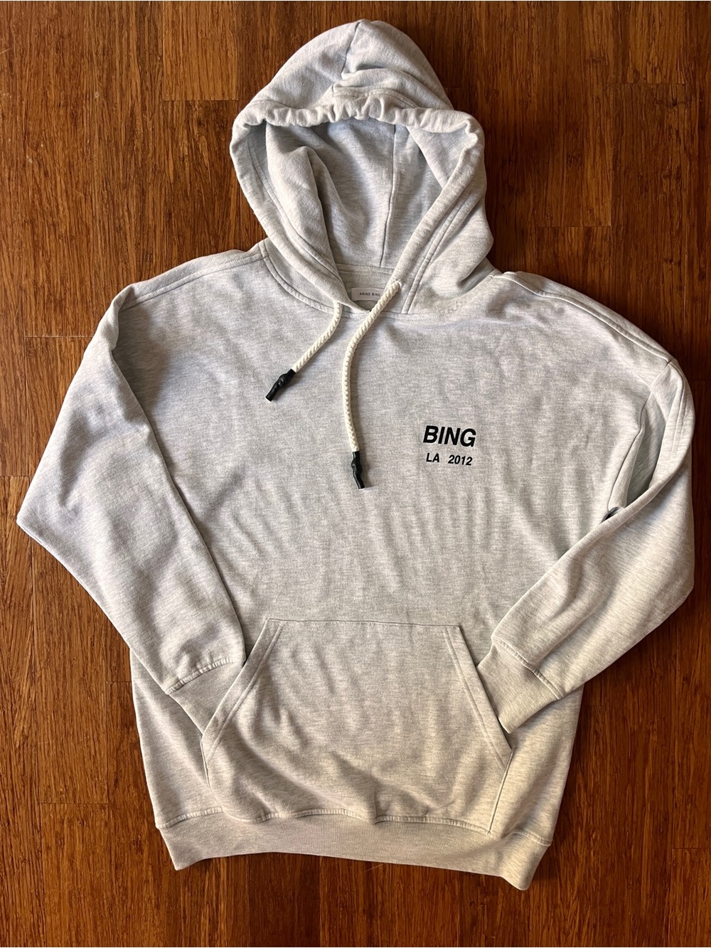 Anine Bing Light Gray Logo Hoodie